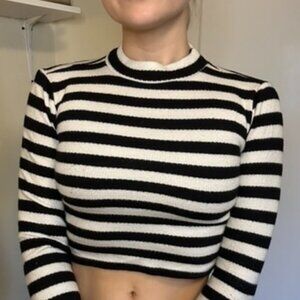 Beetlejuice-esque long sleeved crop top sweater